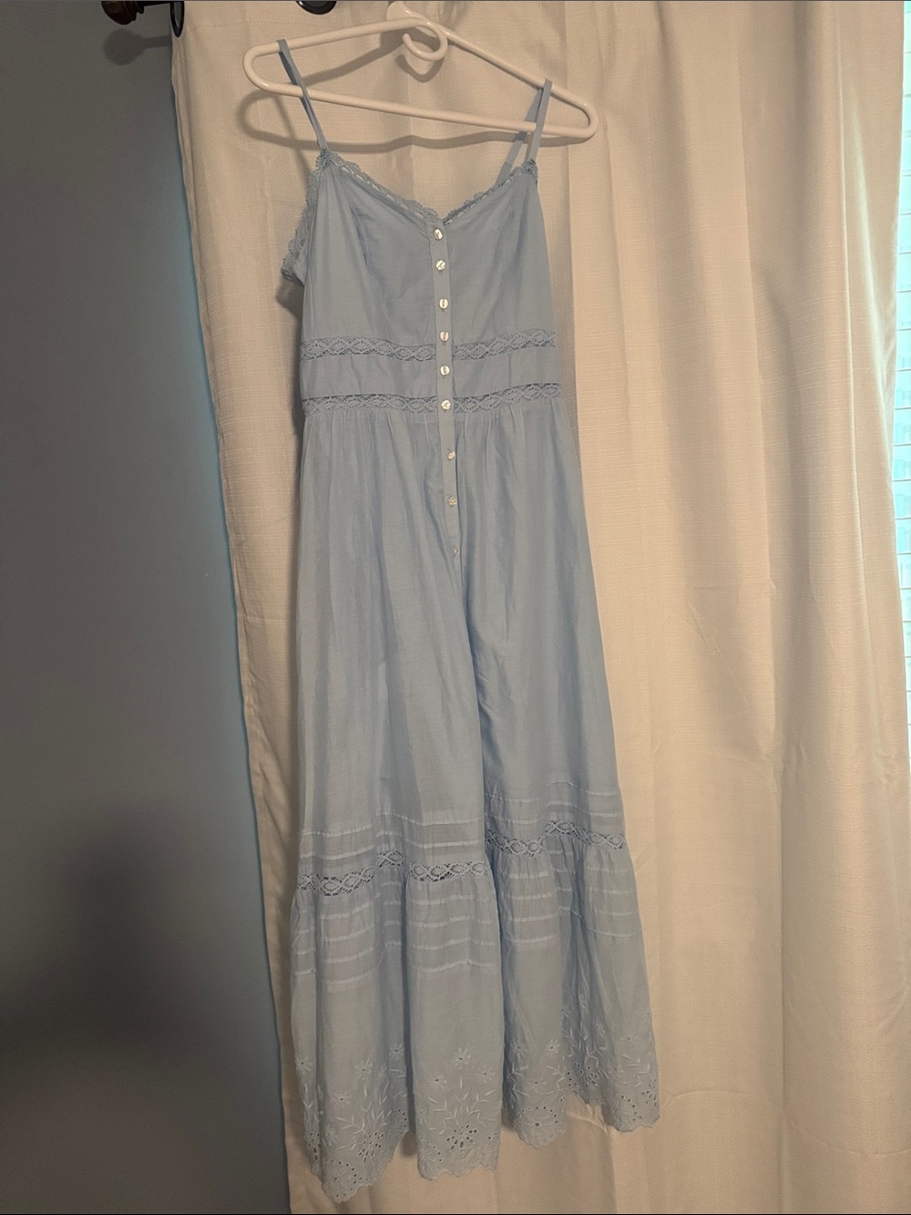 GAP Light Blue Sleeveless Button-Front Maxi Dress